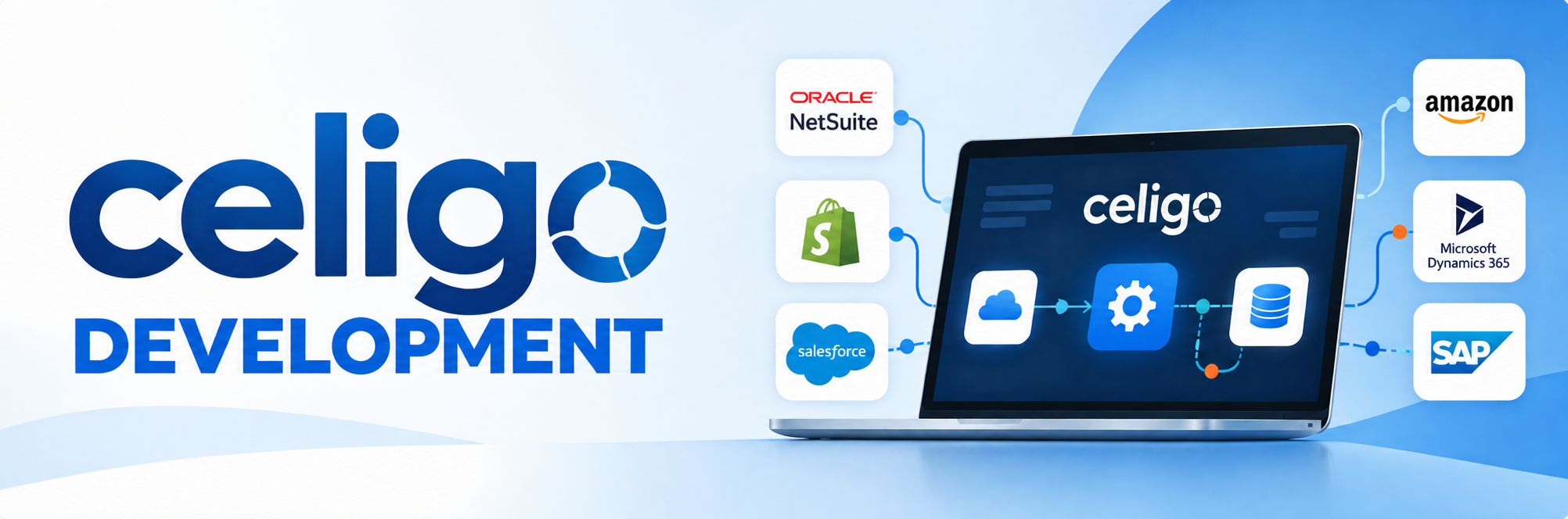 Celigo development — connecting NetSuite, Shopify, Salesforce, Amazon, Microsoft Dynamics 365, and SAP
